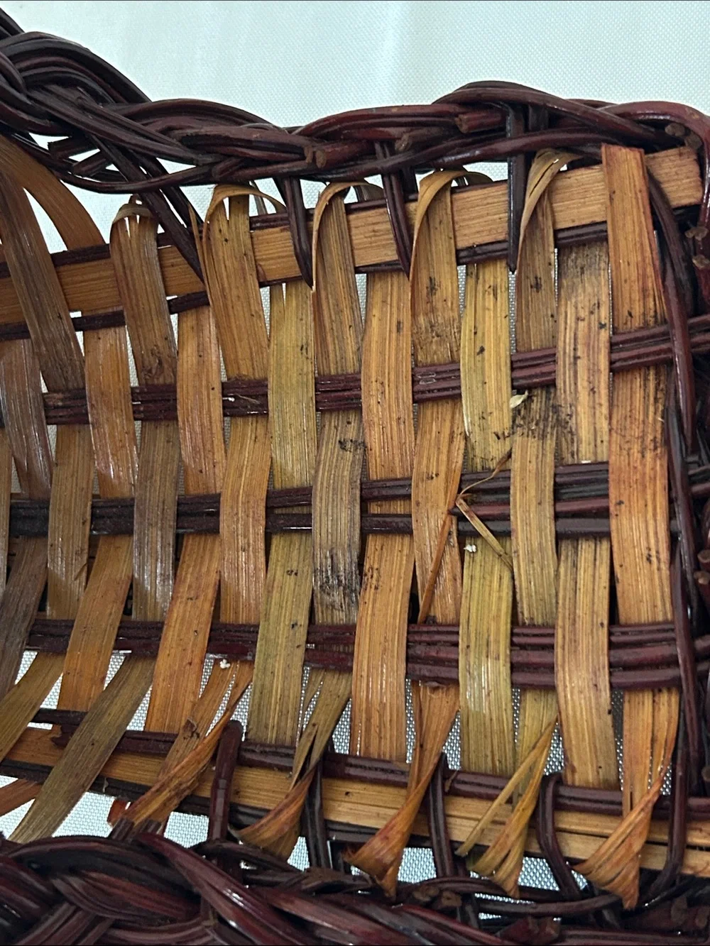 Handwoven Decorative cornucopia Basket - Brown and Dark Brown